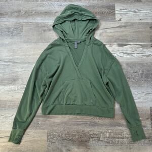 Sweaty Betty Olive Green Hoodie Pullover V Neck Lounge Sweatshirt M